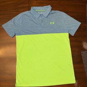 Under Armour Boy’s Two-Tone Blue and Neon Green Polo